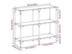 vidaxl Mesa consola com tampo em vidro 98x30x81 cm aço Transparente