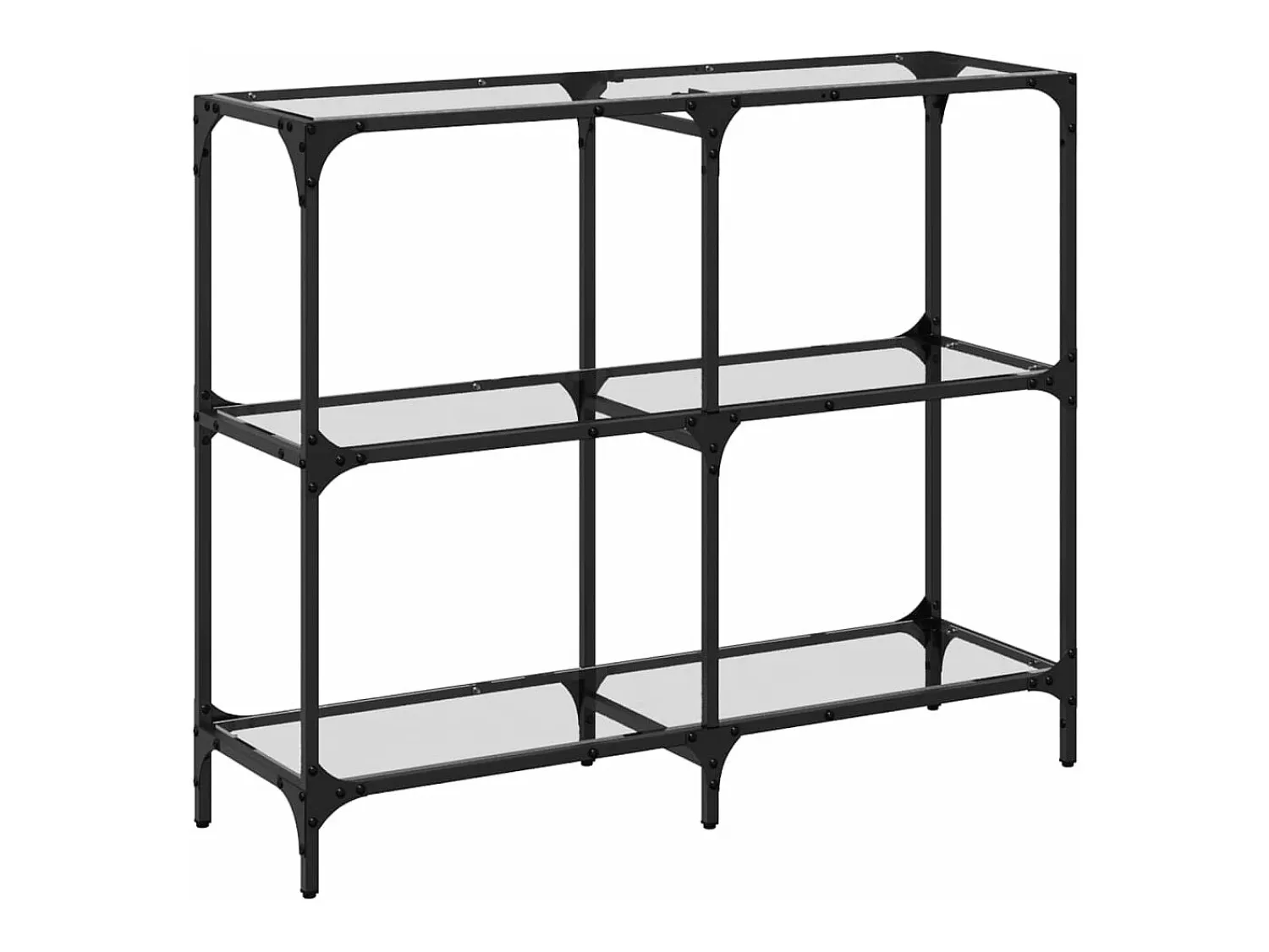 vidaxl Mesa consola com tampo em vidro 98x30x81 cm aço Transparente