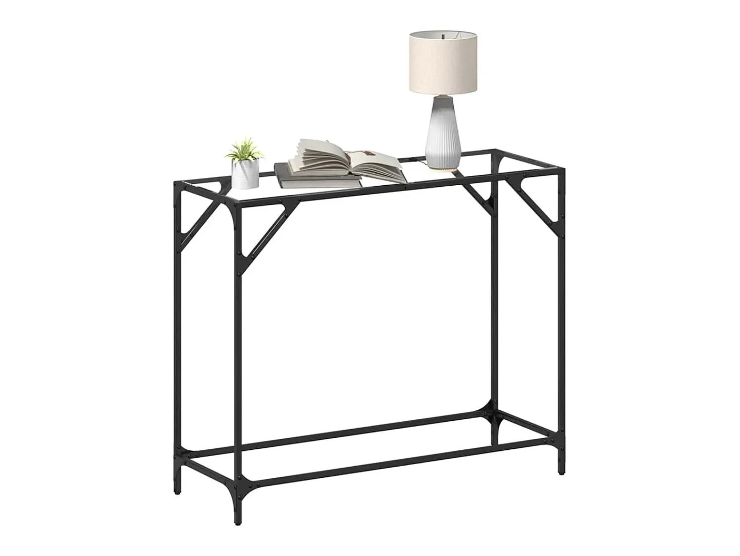 Consola* Mesa consola com tampo em vidro 98x35x81 cm aço PT163615 Transparente