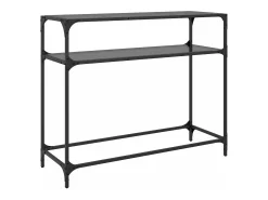 Consola|vidaxl Mesa consola com tampo em vidro 98x35x81 cm aço Preto