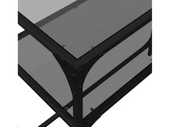Consola|vidaxl Mesa consola com tampo em vidro 98x35x81 cm aço Preto