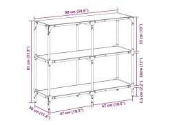 vidaxl Mesa consola com tampo em vidro 98x30x81 cm aço^ Consola