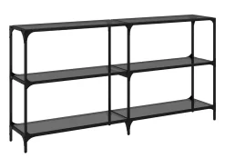 vidaxl Mesa consola com tampo em vidro 158,5x30x81 cm aço^ Consola
