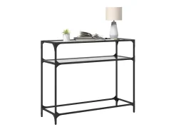 Consola| Mesa consola com tampo em vidro 98x35x81 cm aço PT933747 Transparente