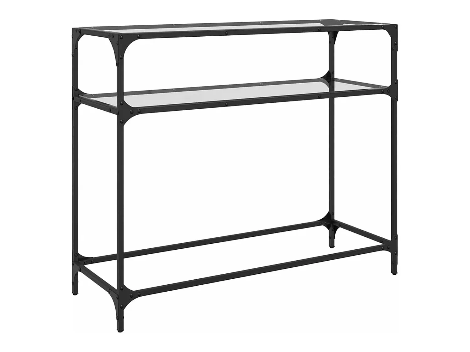Consola| Mesa consola com tampo em vidro 98x35x81 cm aço PT933747 Transparente