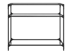 Consola| Mesa consola com tampo em vidro 98x35x81 cm aço PT933747 Transparente