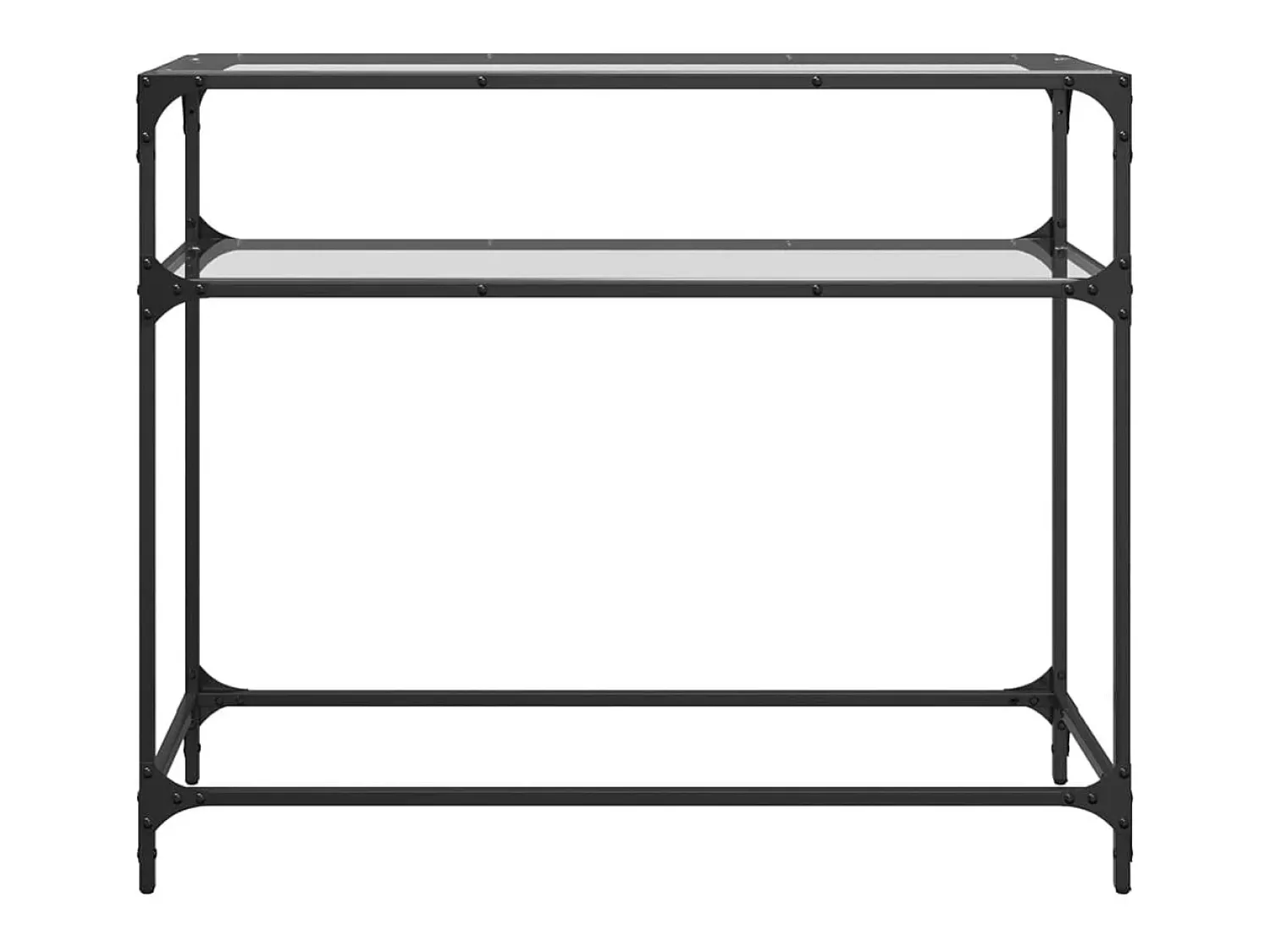 Consola| Mesa consola com tampo em vidro 98x35x81 cm aço PT933747 Transparente