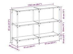 Consola*vidaxl Mesa consola com tampo em vidro 118,5x30x81 cm aço Preto