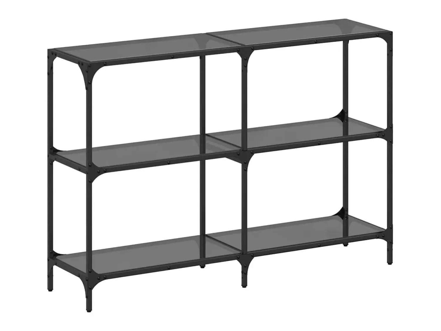 Consola*vidaxl Mesa consola com tampo em vidro 118,5x30x81 cm aço Preto