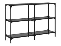 Consola*vidaxl Mesa consola com tampo em vidro 118,5x30x81 cm aço Preto