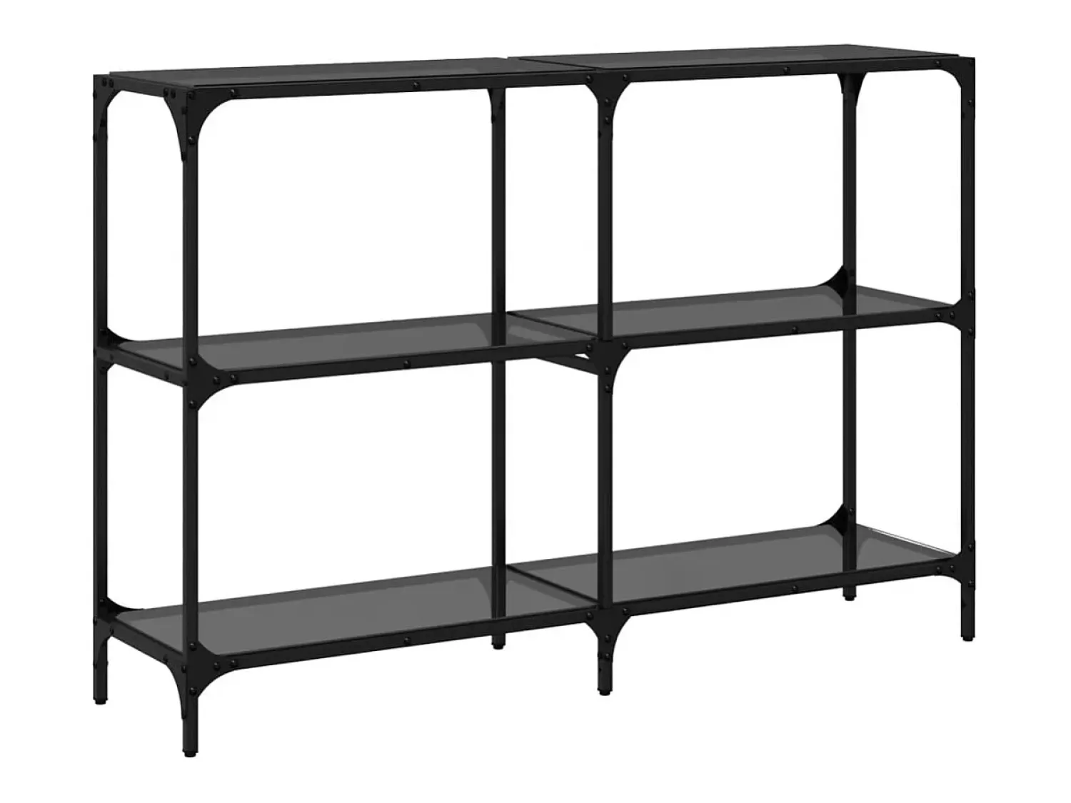 Consola*vidaxl Mesa consola com tampo em vidro 118,5x30x81 cm aço Preto