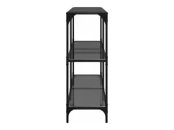 Consola*vidaxl Mesa consola com tampo em vidro 118,5x30x81 cm aço Preto