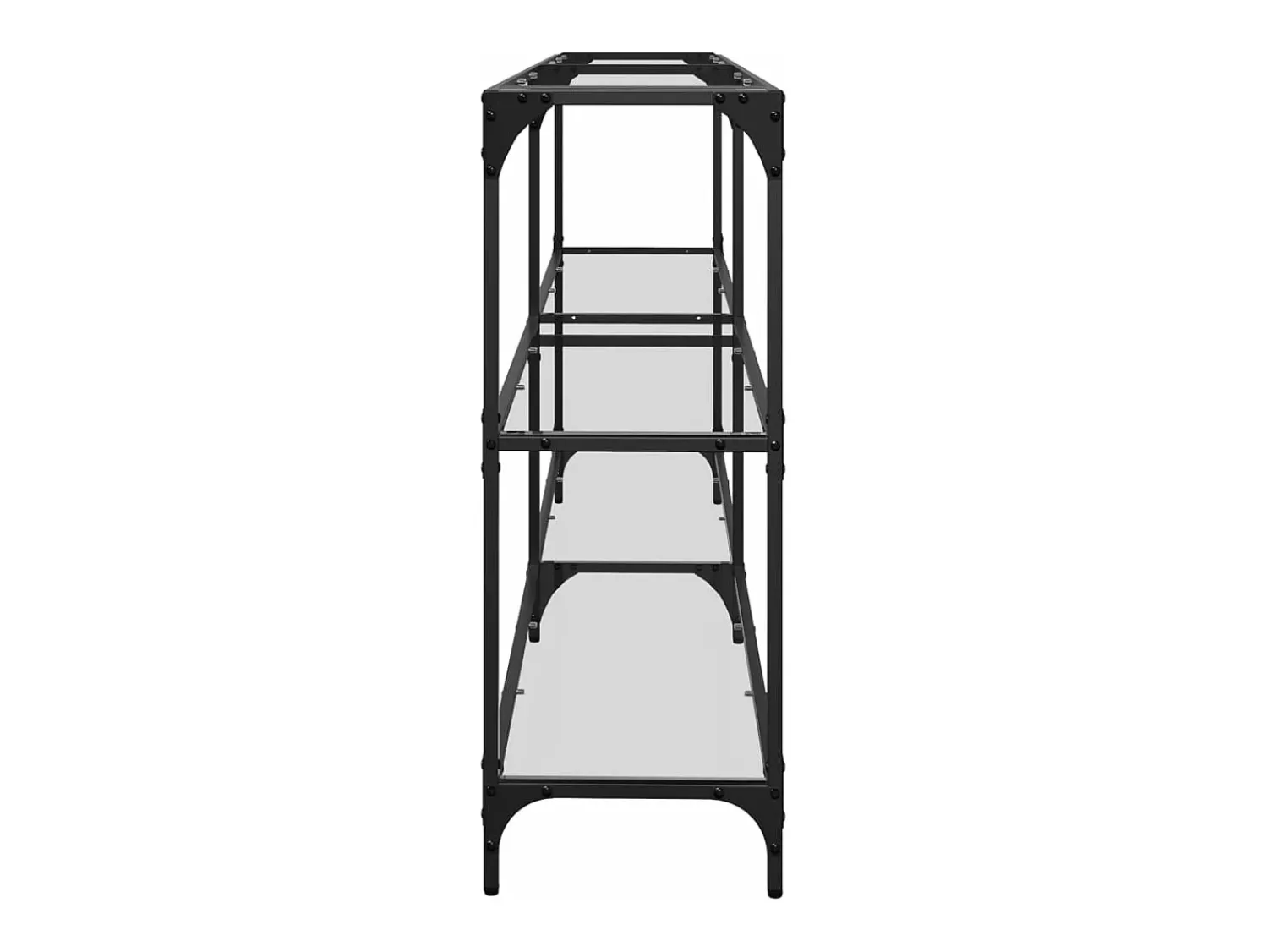 Consola*vidaxl Mesa consola com tampo em vidro 194,5x30x81 cm aço Transparente
