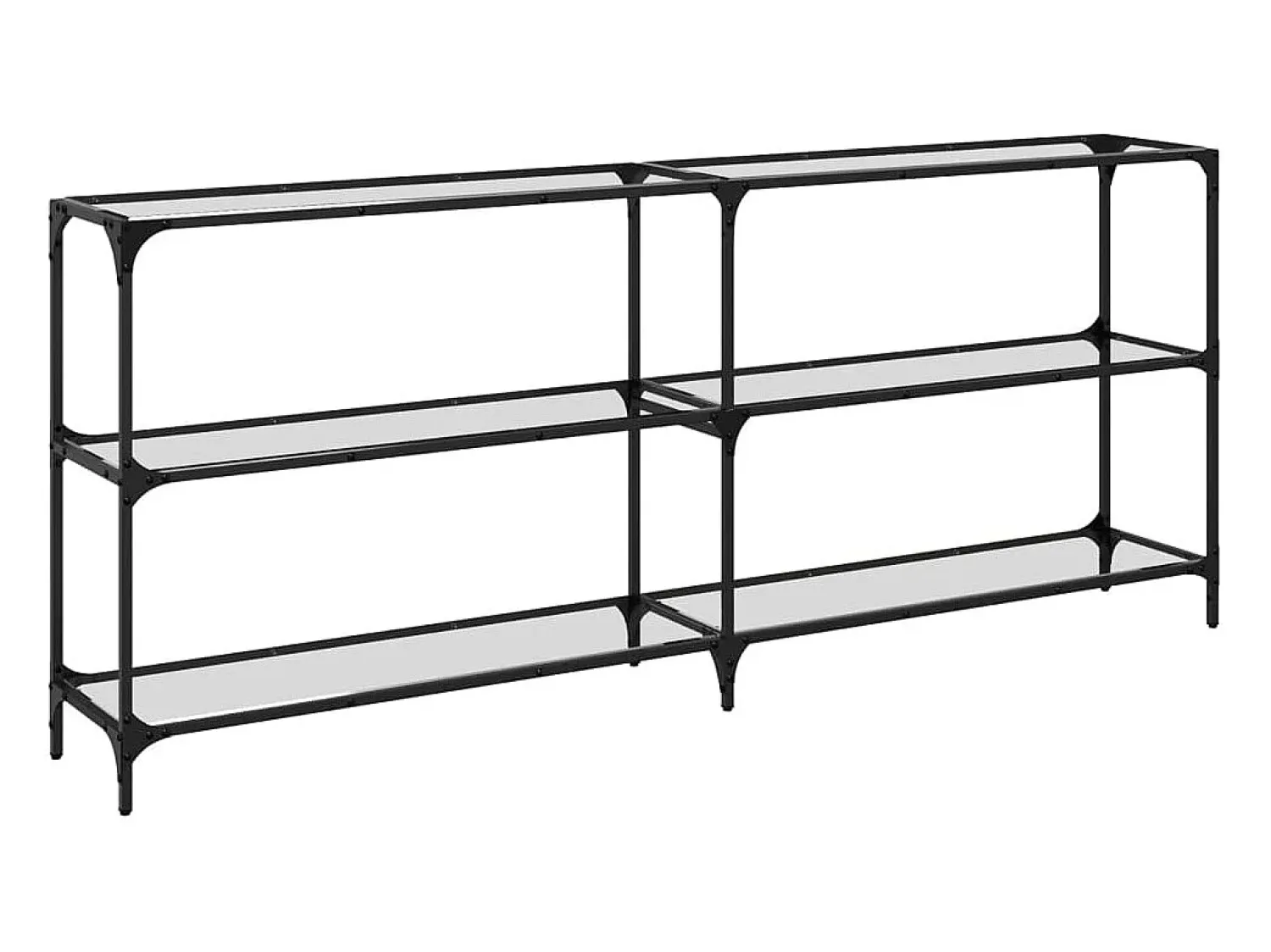 Consola*vidaxl Mesa consola com tampo em vidro 194,5x30x81 cm aço Transparente
