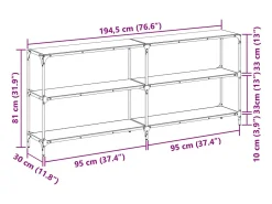 Consola*vidaxl Mesa consola com tampo em vidro 194,5x30x81 cm aço Transparente