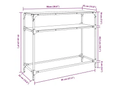 Outlet vidaxl Mesa consola com tampo em vidro 98x35x81 cm aço Transparente