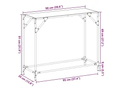 Clearance vidaxl Mesa consola com tampo em vidro 98x35x81 cm aço Transparente