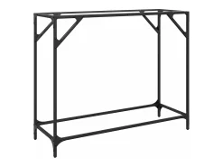 Clearance vidaxl Mesa consola com tampo em vidro 98x35x81 cm aço Transparente