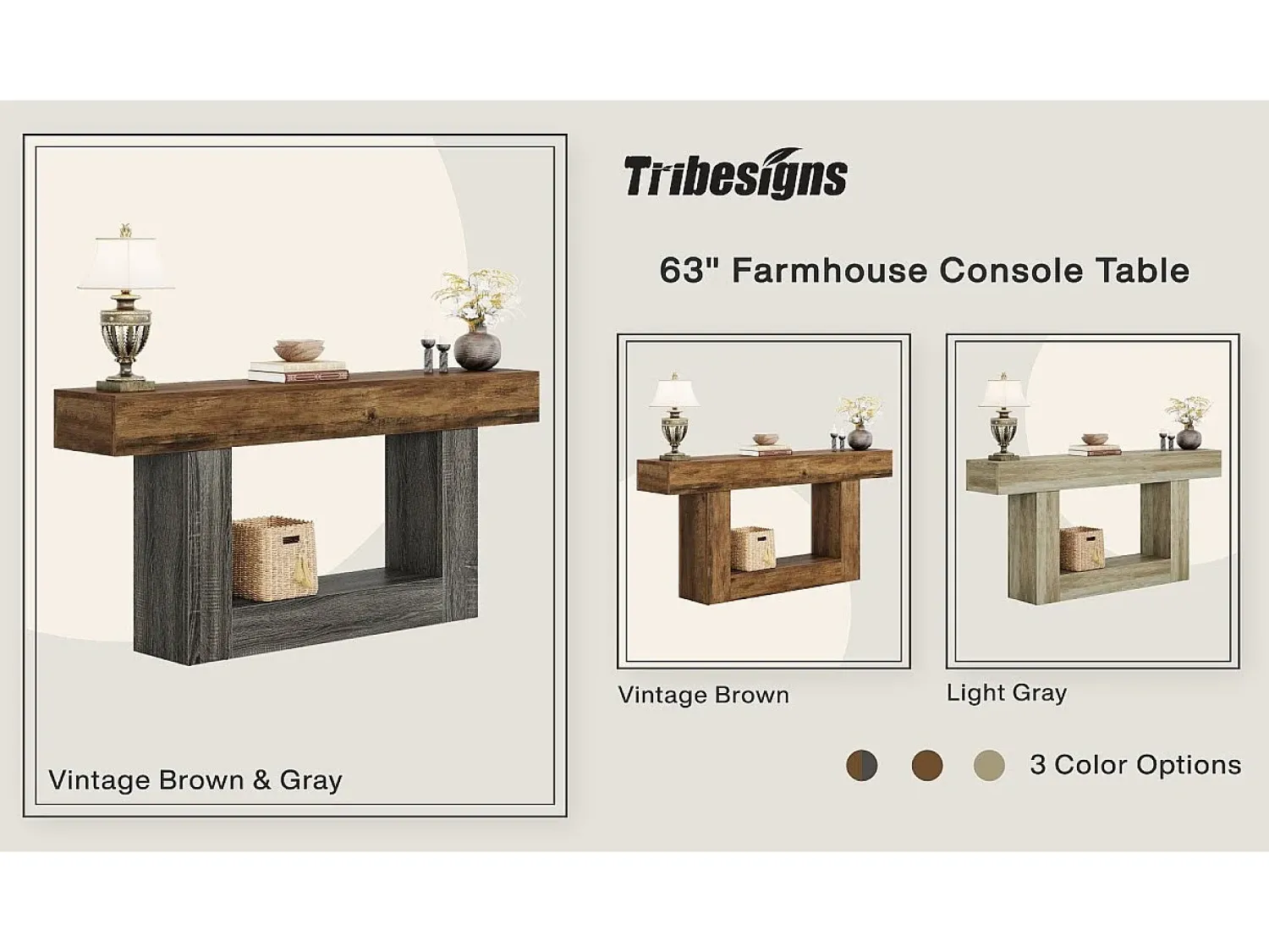 Best Tribesigns Mesa consola de 160 cm de comprimento, mesa de entrada de 2 níveis, mesa de sofá com arrumação, mesa de sofá de madeira de quinta para sala de estar, corredor Multicor