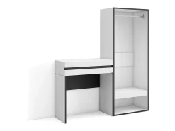 Skraut Home Mesa consola de entrada, 130x35x145cm, Com gaveta, Roupeiro aberto,^ Consola