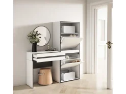 Skraut Home Mesa consola de entrada, 130x35x145cm, Com gaveta, Sapateira,^ Consola