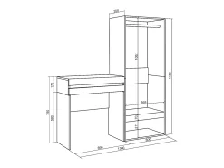 Consola|Skraut Home Mesa consola de entrada, 130x35x145cm, Com gaveta, Roupeiro aberto, Carvalho Natural claro