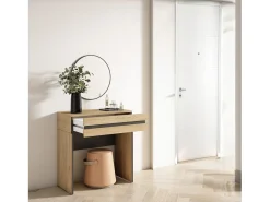 Consola|Skraut Home Mesa consola de entrada, 70x35x75cm, Com gaveta, Com Armazenamento, Carvalho Natural claro
