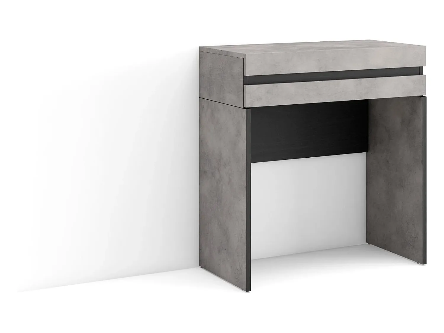Skraut Home Mesa consola de entrada, 70x35x75cm, Com gaveta, Com Armazenamento, Cimento Cinzento