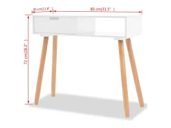 Consola*vidaxl Mesa consola de pinho maciço 80x30x72 cm Branco
