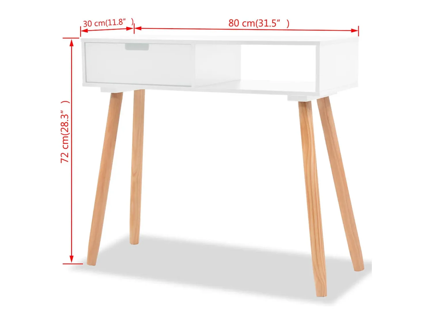 Consola*vidaxl Mesa consola de pinho maciço 80x30x72 cm Branco