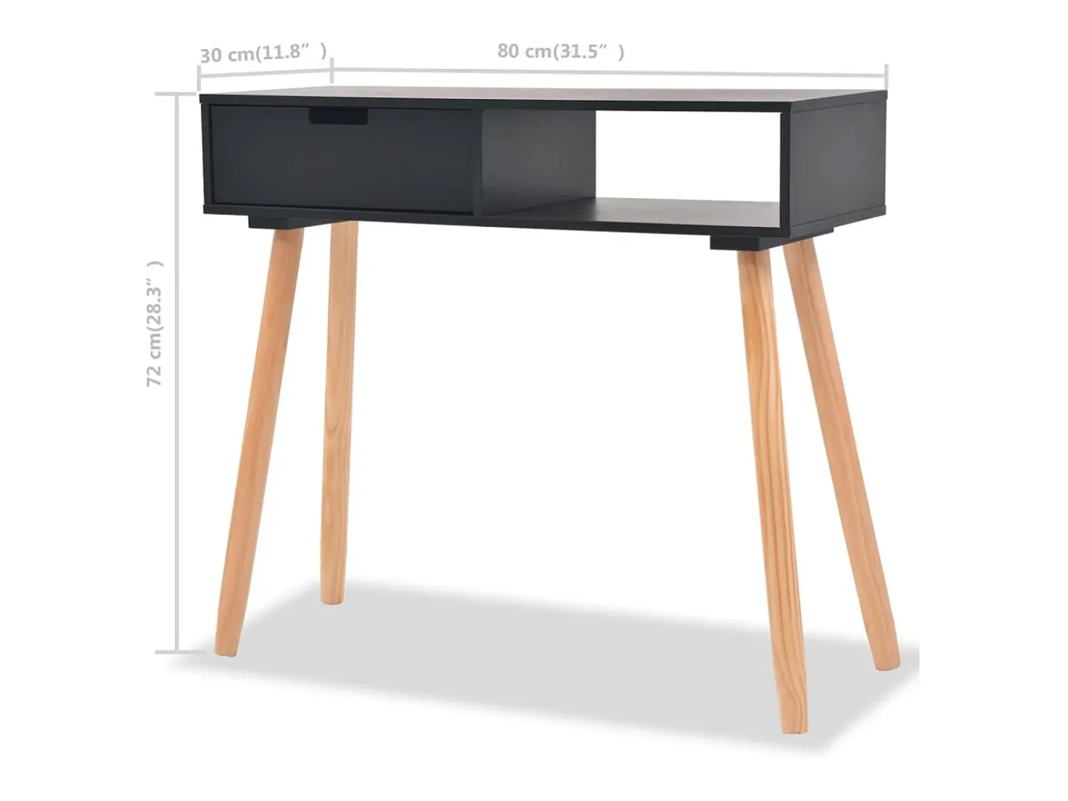 vidaxl Mesa consola de pinho maciço 80x30x72 cm^ Consola