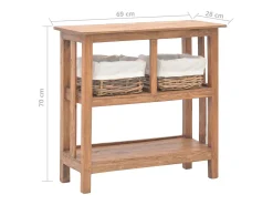 Consola*vidaxl Mesa consola em madeira de mogno maciça 69x28x70 cm Natural claro