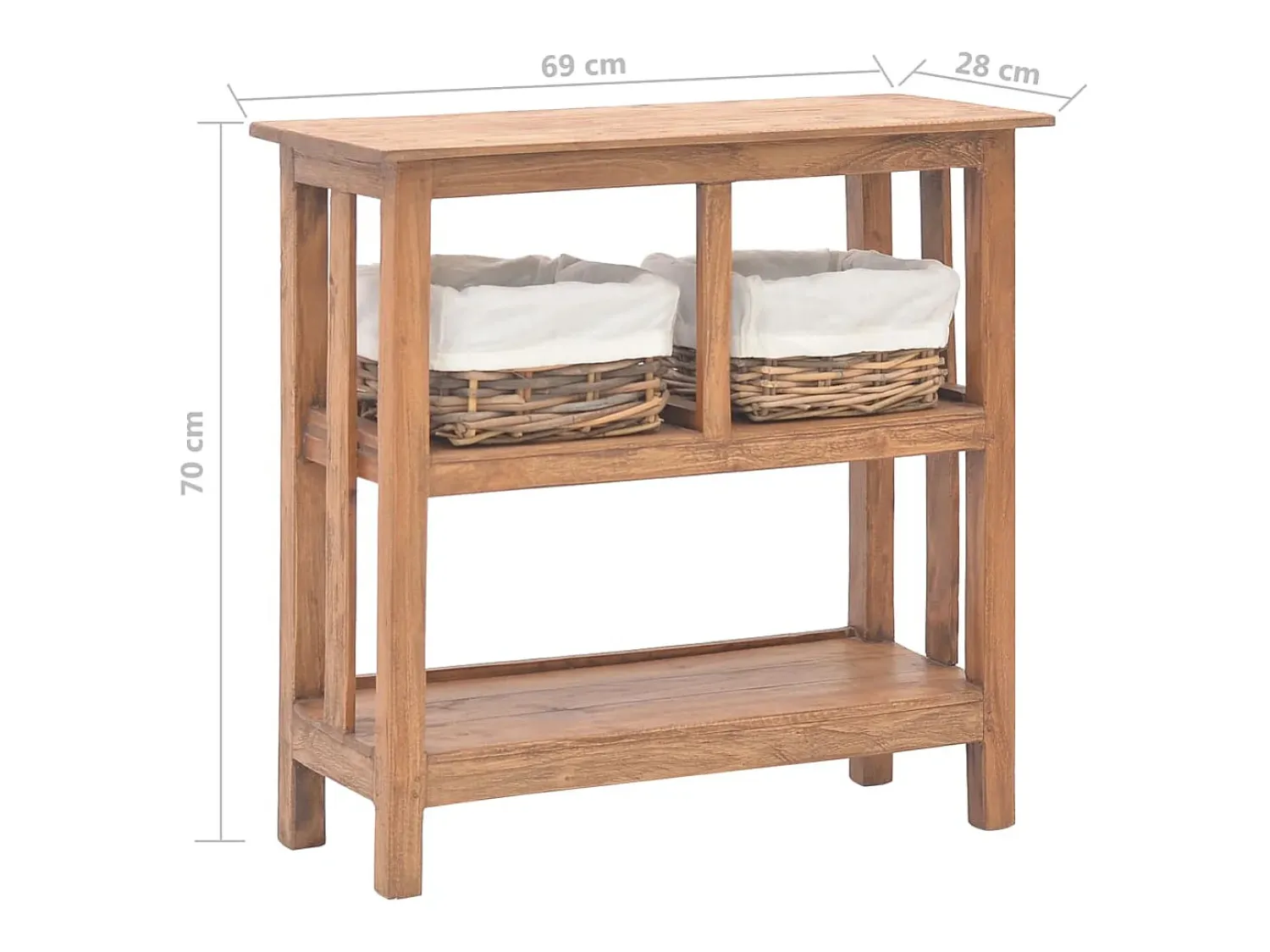 Consola*vidaxl Mesa consola em madeira de mogno maciça 69x28x70 cm Natural claro