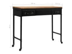 Consola*vidaxl Mesa consola em MDF e madeira de abeto 100x33,5x80 cm Multicor