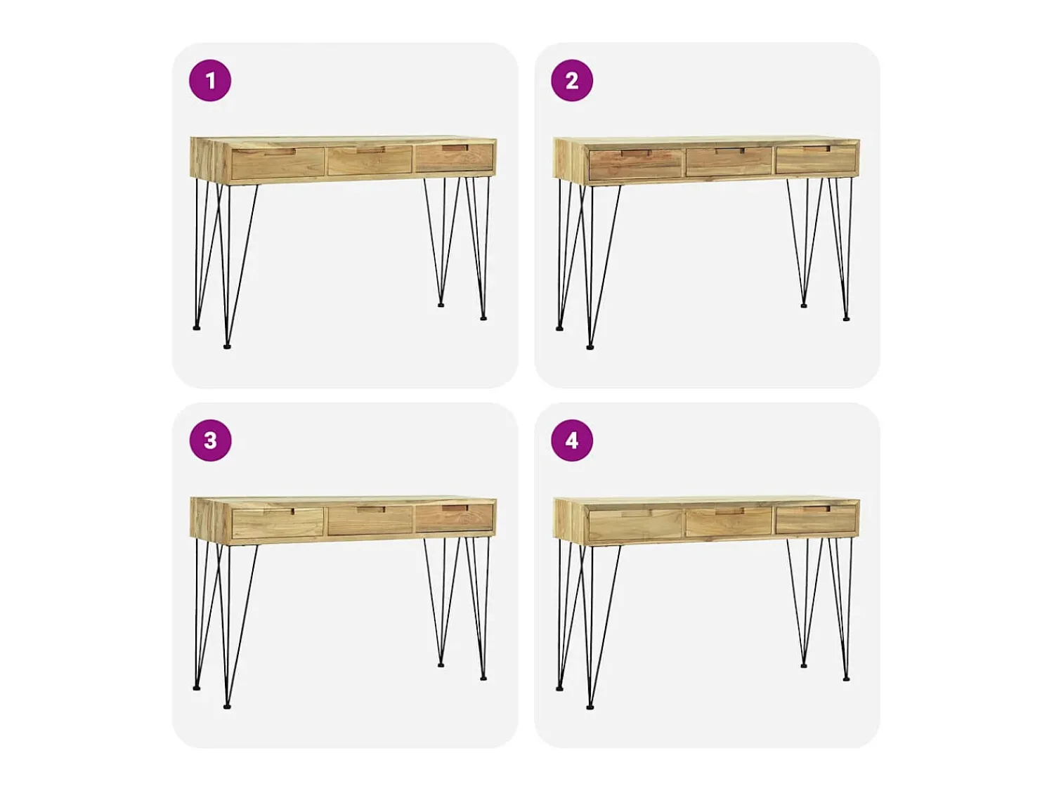 vidaxl Mesa consola em teca maciça 120x35x76 cm^ Consola