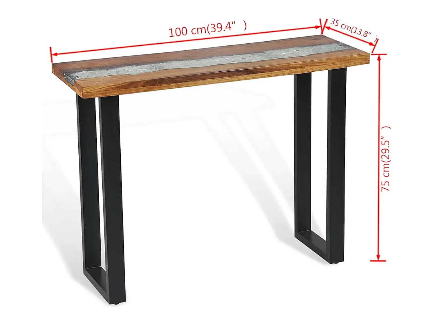 Discount vidaxl Mesa consola em teca 100x35x75 cm Natural claro