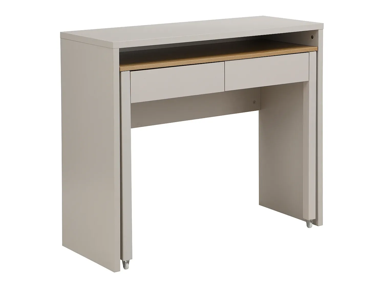 Consola|Vente-unique Mesa consola extensível com 2 gavetas nas cores bege e natural - LOAVIA Bege / Natural claro