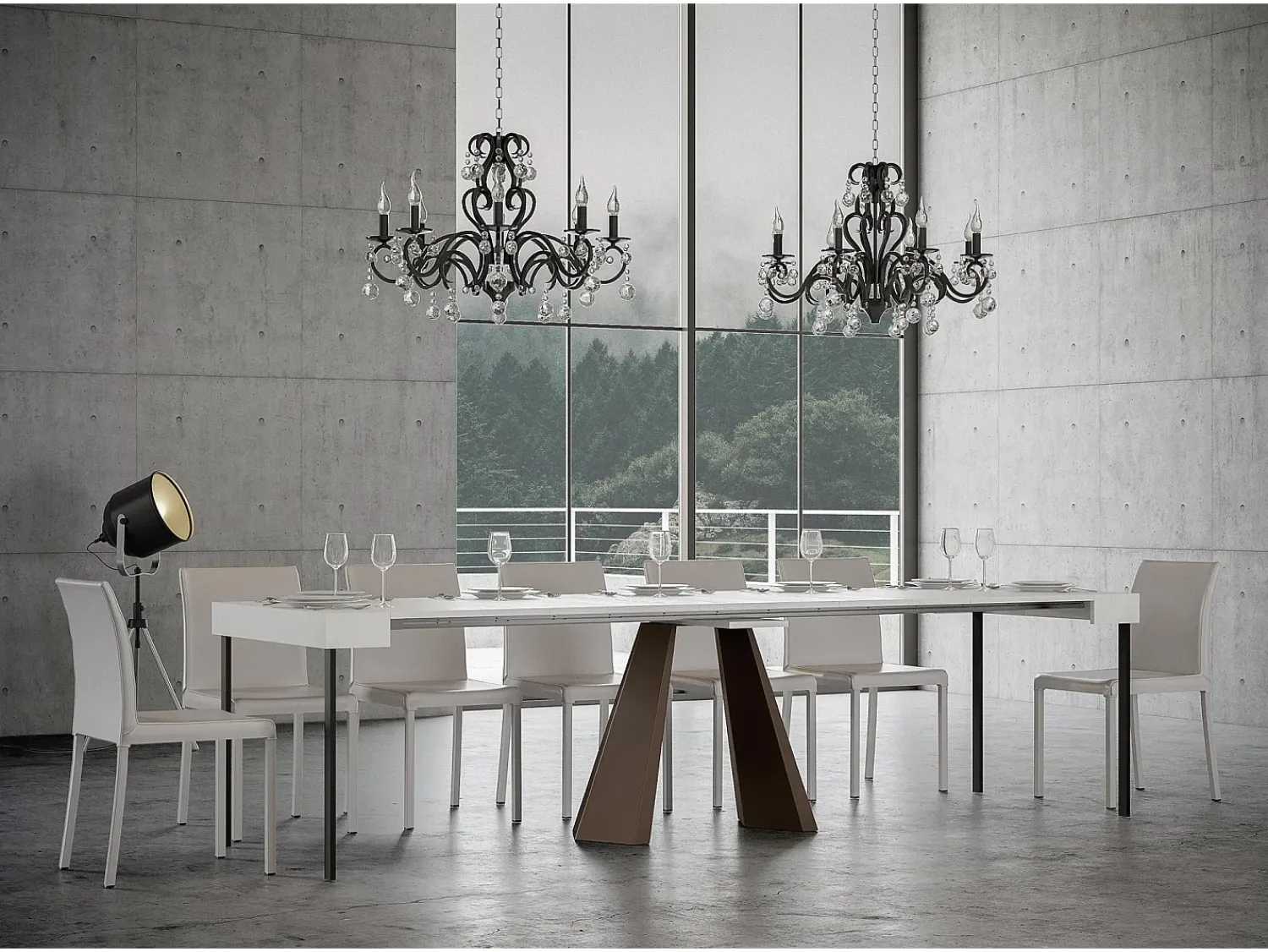 Consola|ITAMOBY Mesa consola extensível 90x40/300 cm Diamante Cinza Branca quadro Urso Branco