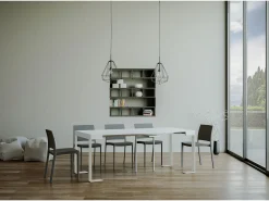 ITAMOBY Mesa consola extensível 90x40/300 cm Tecno Cinza Branca quadro Branco