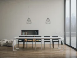 ITAMOBY Mesa consola extensível 90x40/300 cm Tecno Cinza Branca quadro Branco