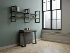 Consola|ITAMOBY Mesa consola extensível 90x40/288 cm Asia Cimento quadro Antracite Cinzento