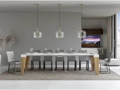 ITAMOBY Mesa consola extensível 90x40/300 cm Naxy Mix plano Cinza Branca - estrutura Carvalho Natural^ Consola