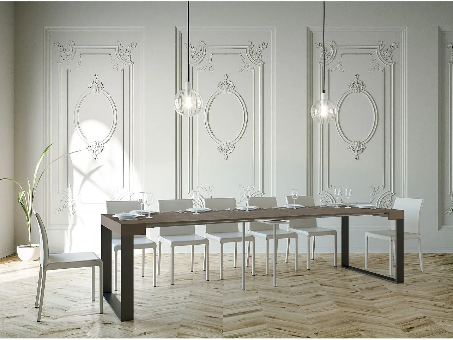ITAMOBY Mesa consola extensível 90x40/300 cm Elettra Tortora quadro Antracite^ Consola