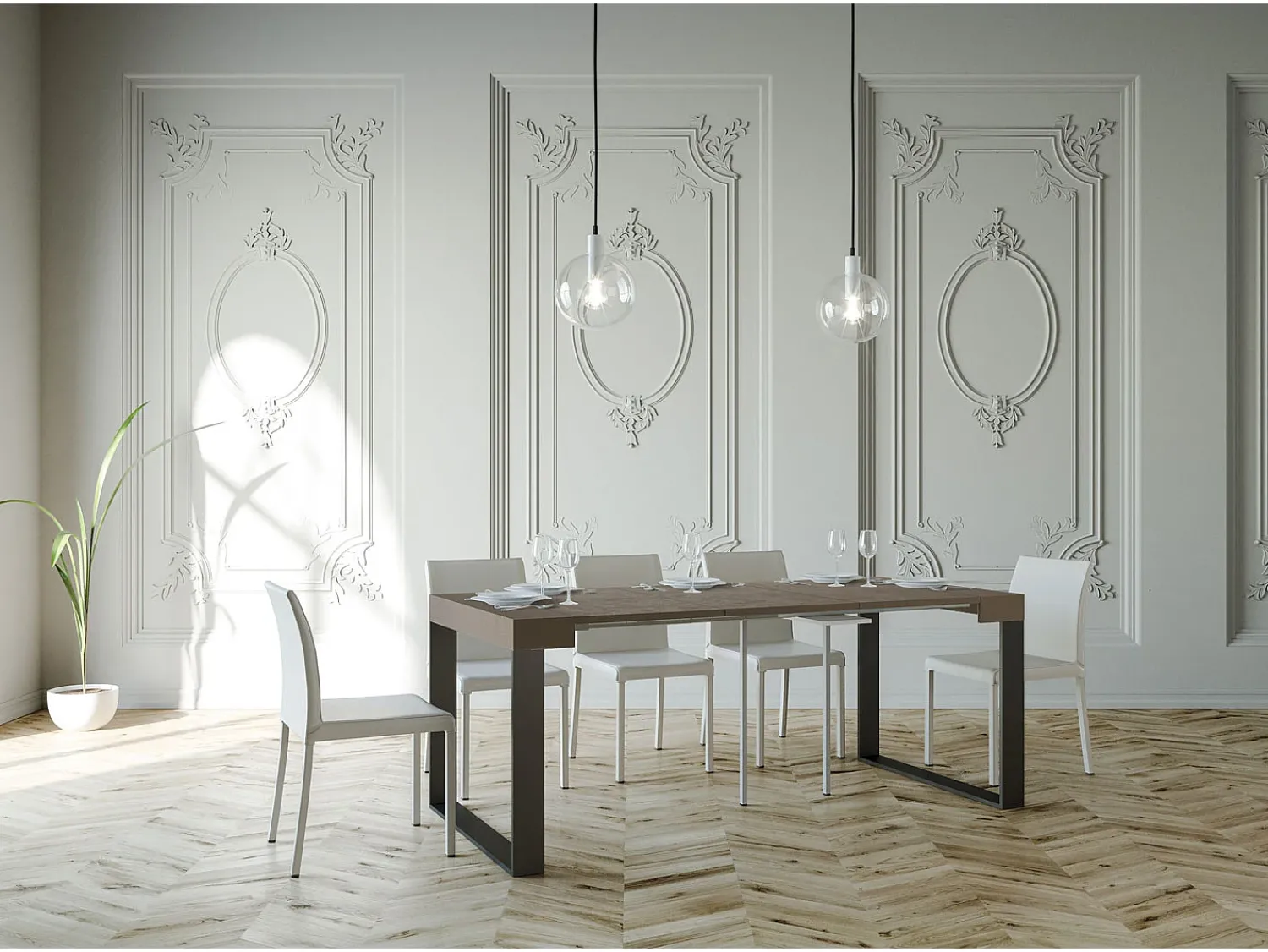 ITAMOBY Mesa consola extensível 90x40/300 cm Elettra Tortora quadro Antracite^ Consola