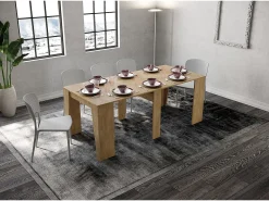 Consola|Ityhome Mesa consola extensível 90x48/204 cm Anvar Small carvalho natural Castanho