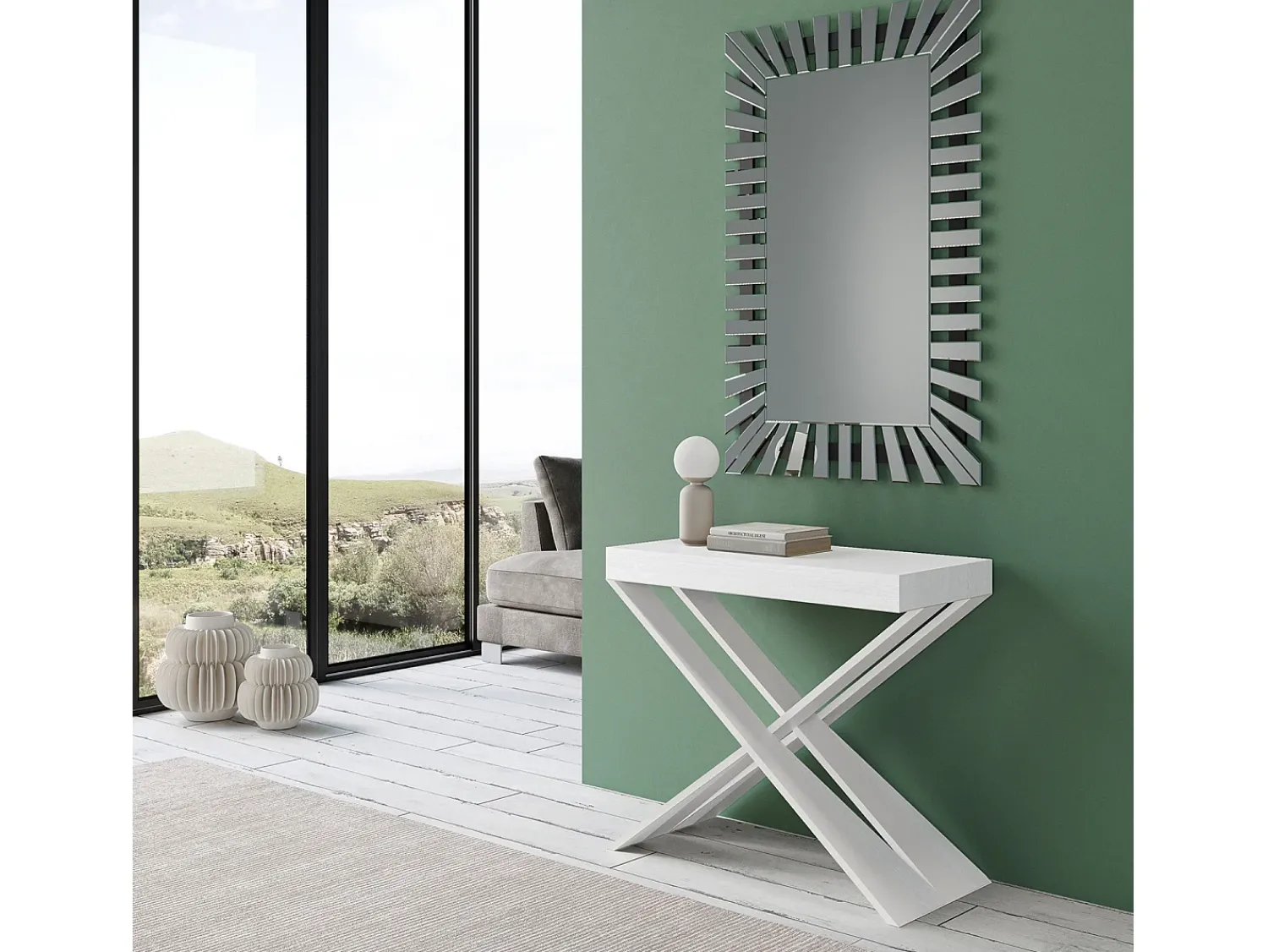 Consola|ITAMOBY Mesa consola extensível 90x40/196 cm Diago Small Cinza Branca quadro Branco