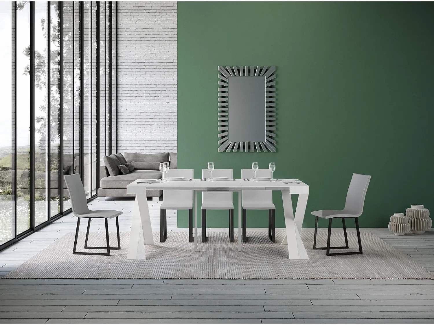 Consola|ITAMOBY Mesa consola extensível 90x40/196 cm Diago Small Cinza Branca quadro Branco