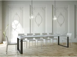 New ITAMOBY Mesa consola extensível 90x40/300 cm Elettra Cinza Branca quadro Antracite Branco