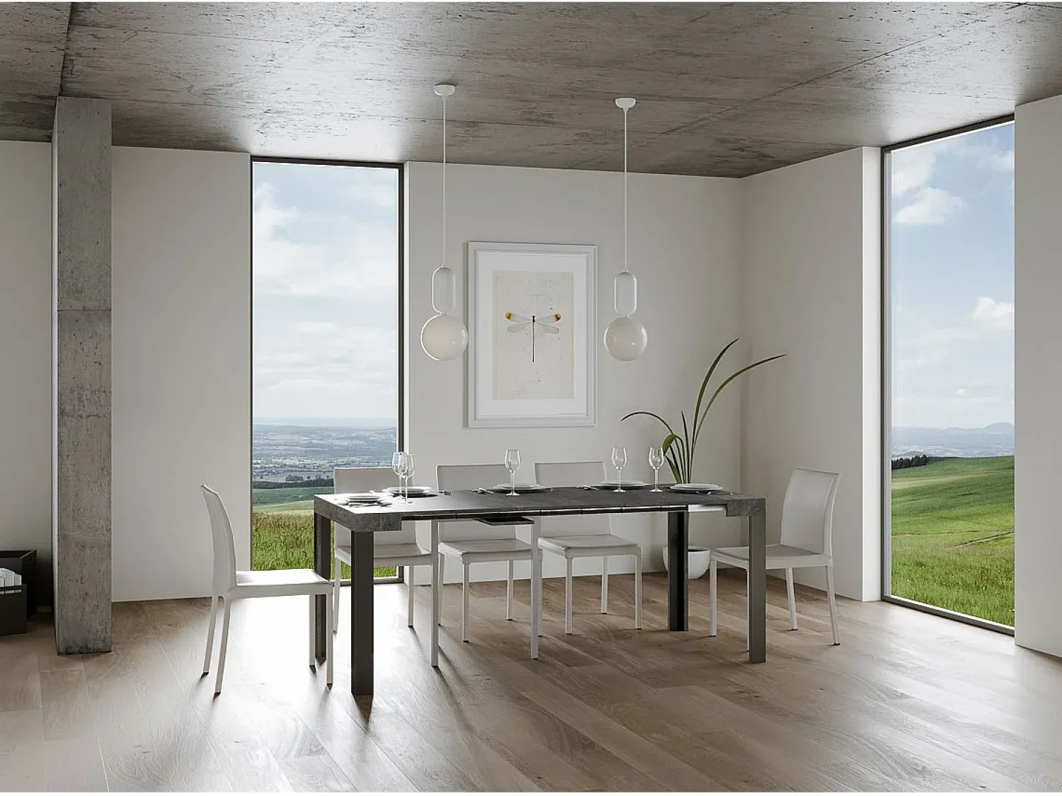 ITAMOBY Mesa consola extensível 90x40/196 cm Linea Small Cimento quadro Antracite^ Consola