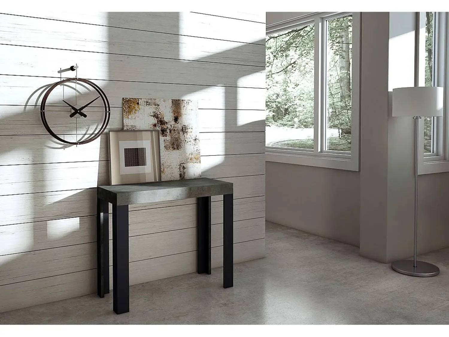 ITAMOBY Mesa consola extensível 90x40/196 cm Linea Small Cimento quadro Antracite^ Consola